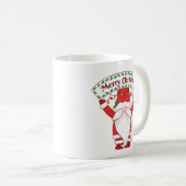 ノームが持つメリークリスマスのバナー コーヒーマグカップ (正面右)