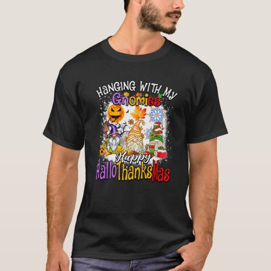 ノームたちとハッピーハロサンクスマス一家 Tシャツ (正面)