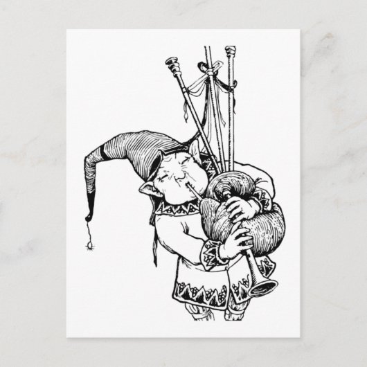 ノームと彼のバグパイプ ポストカード (正面)