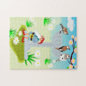 ノームと鳥の水浴びパズル ジグソーパズル (横)