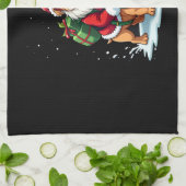 ノームに乗ったイギリスブルドッグのクリスマス Xmas 男の子 キッチンタオル (折り畳み)