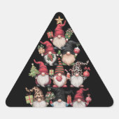 ノームのクリスマスツリー 楽しいクリスマスの休日 三角形シール (正面)