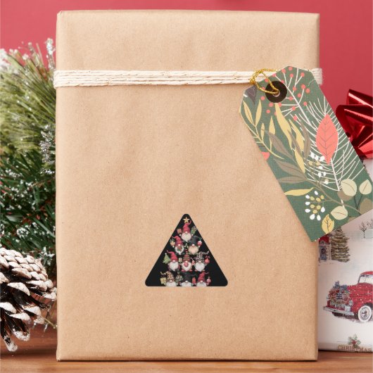 ノームのクリスマスツリー 楽しいクリスマスの休日 三角形シール (クリスマス)