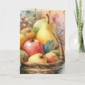 ノームの感謝祭 秋の落ち葉とカボチャの水彩画 シーズンカード (裏面)