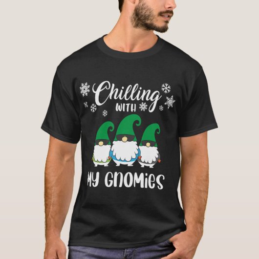 ノーム仲間とリラックス クリスマス 楽しいノーム スクエア Tシャツ (正面)