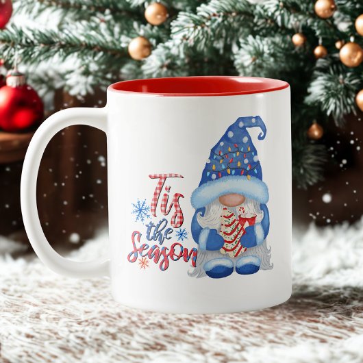 ノーム クリスマス 電飾 赤 青 ツートーンマグカップ