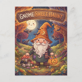 ノーム・スウィート・ハウント・ハロウィン森のイラスト ポストカード
