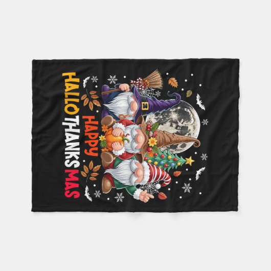 ノーム・ハロウィン感謝祭ハロウィン感謝祭クリスマス フリースブランケット (正面(横))