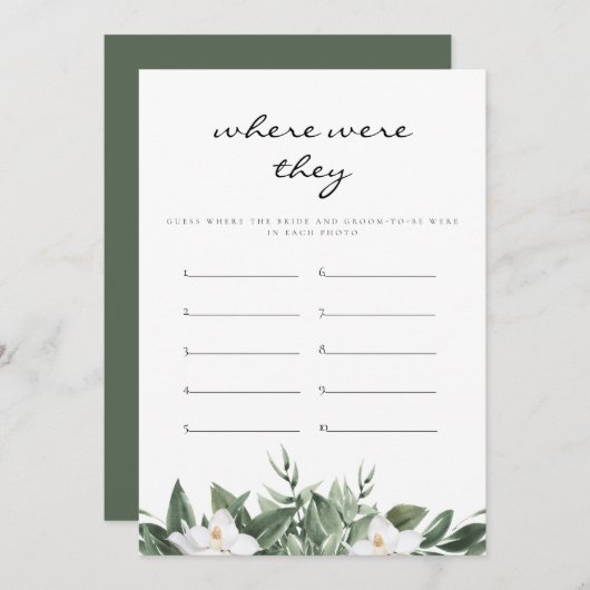 ノーラどこにいたブライダルシャワーゲームカード 招待状 (正面/裏面)