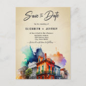 ノーラウォーターカラーニューオーリンズの結婚式の日付を保存 ポストカード (正面)