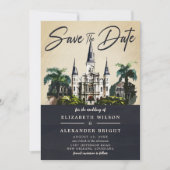 ノーラウォーターカラーニューオーリンズの結婚式の日付を保存 招待状 (正面)