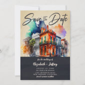 ノーラウォーターカラーニューオーリンズの結婚式の日付を保存 招待状 (正面)