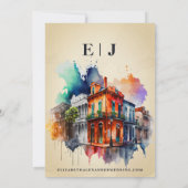 ノーラウォーターカラーニューオーリンズの結婚式の日付を保存 招待状 (裏面)