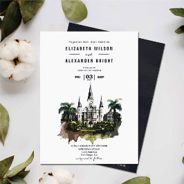 ノーラウォーターカラーニューオーリンズ市ルイジアナ結婚ズ 招待状