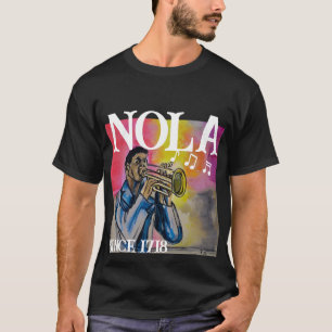 ノーラジャズトランペットマンウォーター絵画カラー Tシャツ