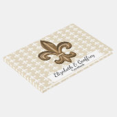 ノーラ金ゴールドとホワイトフランスの（紋章の）フラ・ダ・リ結婚ズ ゲストブック (コーナー)