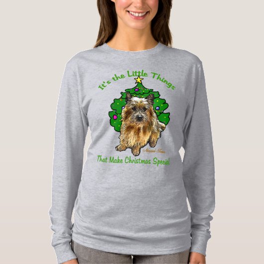 ノーリッチ・テリアのクリスマス Tシャツ (正面)