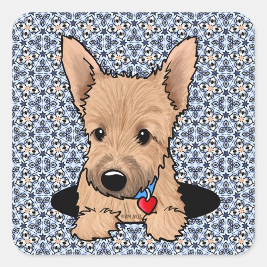ノーリッチ・テリアの子犬 スクエアシール (正面)