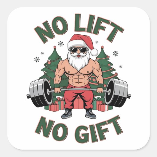 ノーリフトNoギフトおもしろいサンタクロースジムフィットネス スクエアシール (正面)