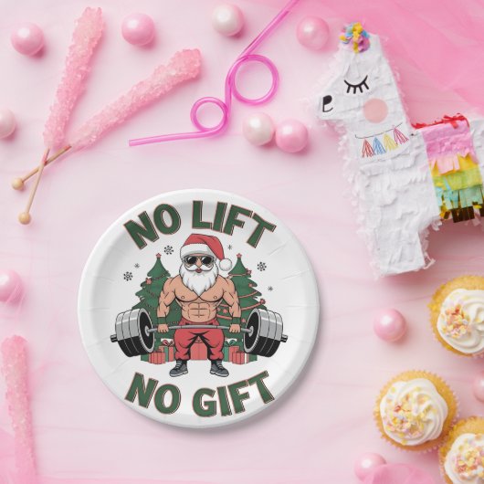 ノーリフトNoギフトおもしろいサンタクロースジムフィットネス ペーパープレート (パーティー)