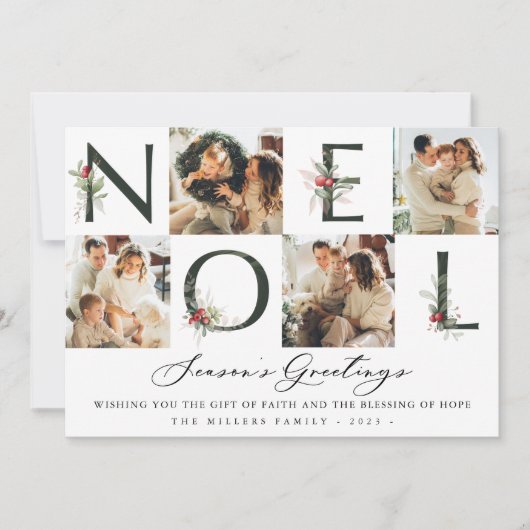ノールウォーターカロクランベリーコラージュ4フォトホリデー シーズンカード (正面)