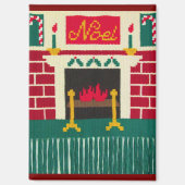 ノールクリスマス暖炉アーティザンクロシェプリント マグネット (正面)