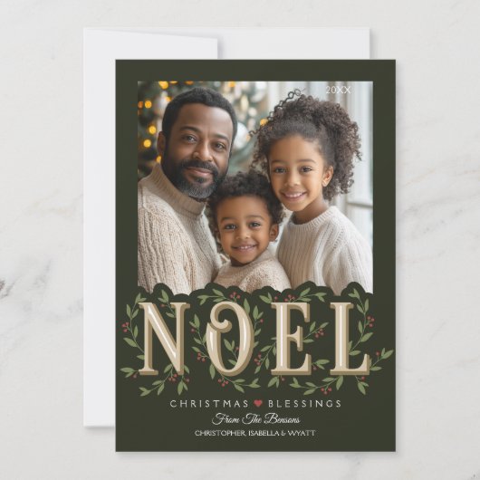 ノールグエレガントリーンフォトクリスマス カード (正面)