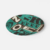 ノールグリーンブロックプリント ペーパープレート (アングル)