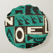 ノールグリーンブロックプリント ラウンドクッション (裏面)
