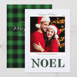 ノールグリーンプレイドパターンクリスマスホリデーカード シーズンカード