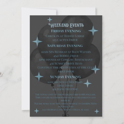 ノールジャストテキサス州バチェロレッテ招待状 招待状 (裏面)