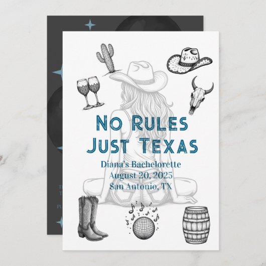 ノールジャストテキサス州バチェロレッテ招待状 招待状 (正面/裏面)