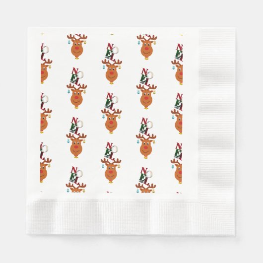 ノールディアベルズボーブルルドルフ雪の結晶クリスマス 縁ありランチョンナプキン (正面)