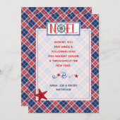 ノールフェアウィンズレッド航海のブループレイドクリスマス シーズンカード (正面/裏面)