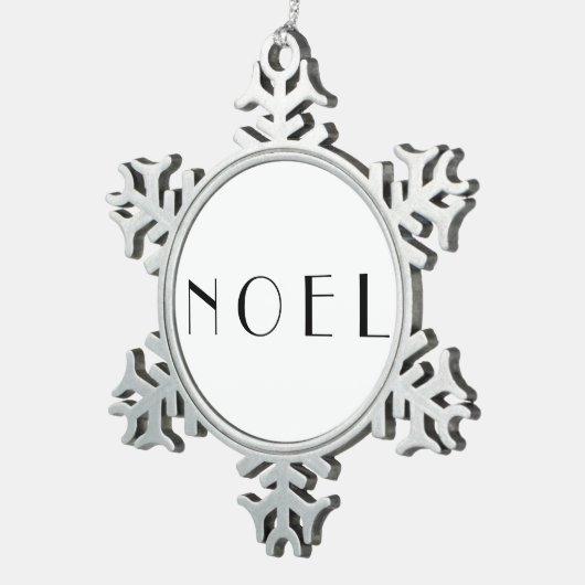 ノールブラックアンドホワイトミニマモダンリストタイポグラフィ スノーフレークピューターオーナメント (右)