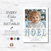 ノールブルーエレガントホワイトフォトクリスマスカード カード