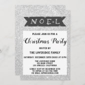 ノールホリデークリスマスパーティーグレーシルバーグリッター 招待状 (正面/裏面)