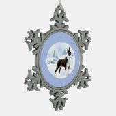 ノールボストンテリアキーチェーン スノーフレークピューターオーナメント (左)