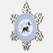 ノールボストンテリアキーチェーン スノーフレークピューターオーナメント (右)