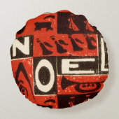 ノールレッドブロックプリント ラウンドクッション (裏面)