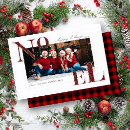 ノールレッドプレイドパターンクリスマスホリデーカード シーズンカード