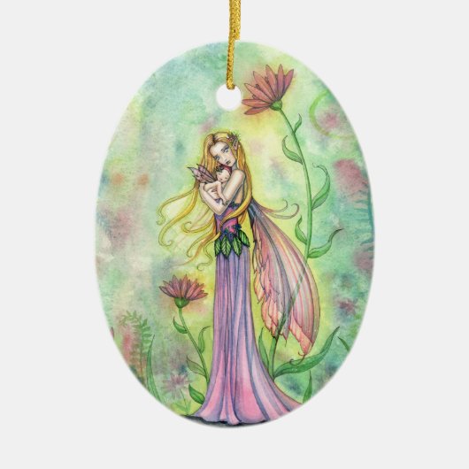 『ノー・グレイター・ギフト』マザー＆ベイビー・フェアリーズ セラミックオーナメント (正面)