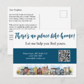 ノー プレイス ライク ホーム リアルエステート ブルー マーケティング ポストカード (正面/裏面)