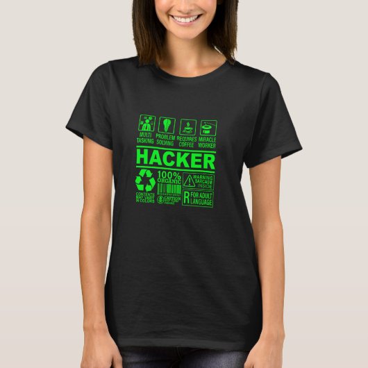 ハおもしろいッカー組オーガニック成ItハッキングおたくG Tシャツ (正面)