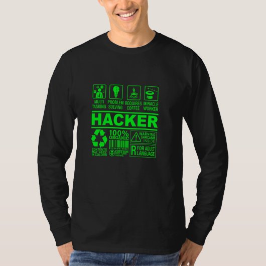 ハおもしろいッカー組オーガニック成ItハッキングおたくG Tシャツ (正面)