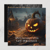 ハおもしろい幽霊のよく出る不気味ーロウィーンディナーパーティー 招待状 (正面/裏面)