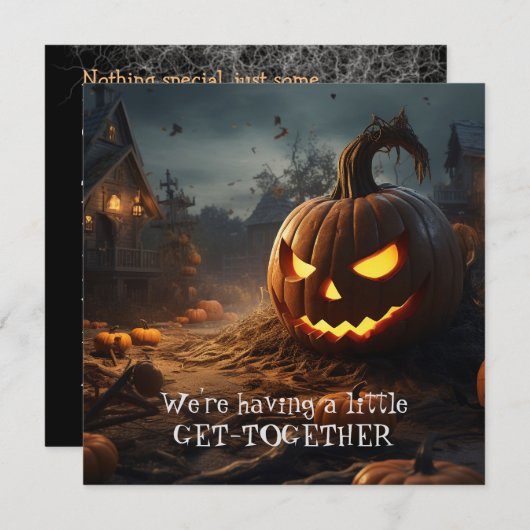 ハおもしろい幽霊のよく出る不気味ーロウィーンディナーパーティー 招待状 (正面/裏面)