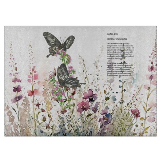 ハかわいらしンドセイロンバラ蝶 カッティングボード (正面)
