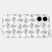 ハイアングルビューのスケッチ風の猫モチーフパターン Case-Mate iPhoneケース (裏面 (横))
