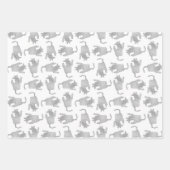 ハイアングルビューの斜めスケッチ猫モチーフ柄 ラッピングペーパーシート (正面3)